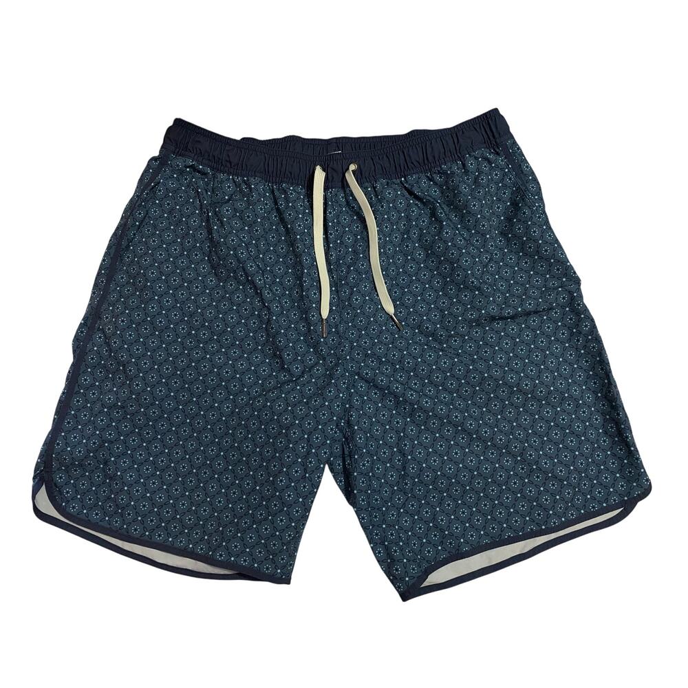 Fair Harbor Swim Trunks Men XL Swim Shorts Lined Zip Pockets Elastic Waist Blue